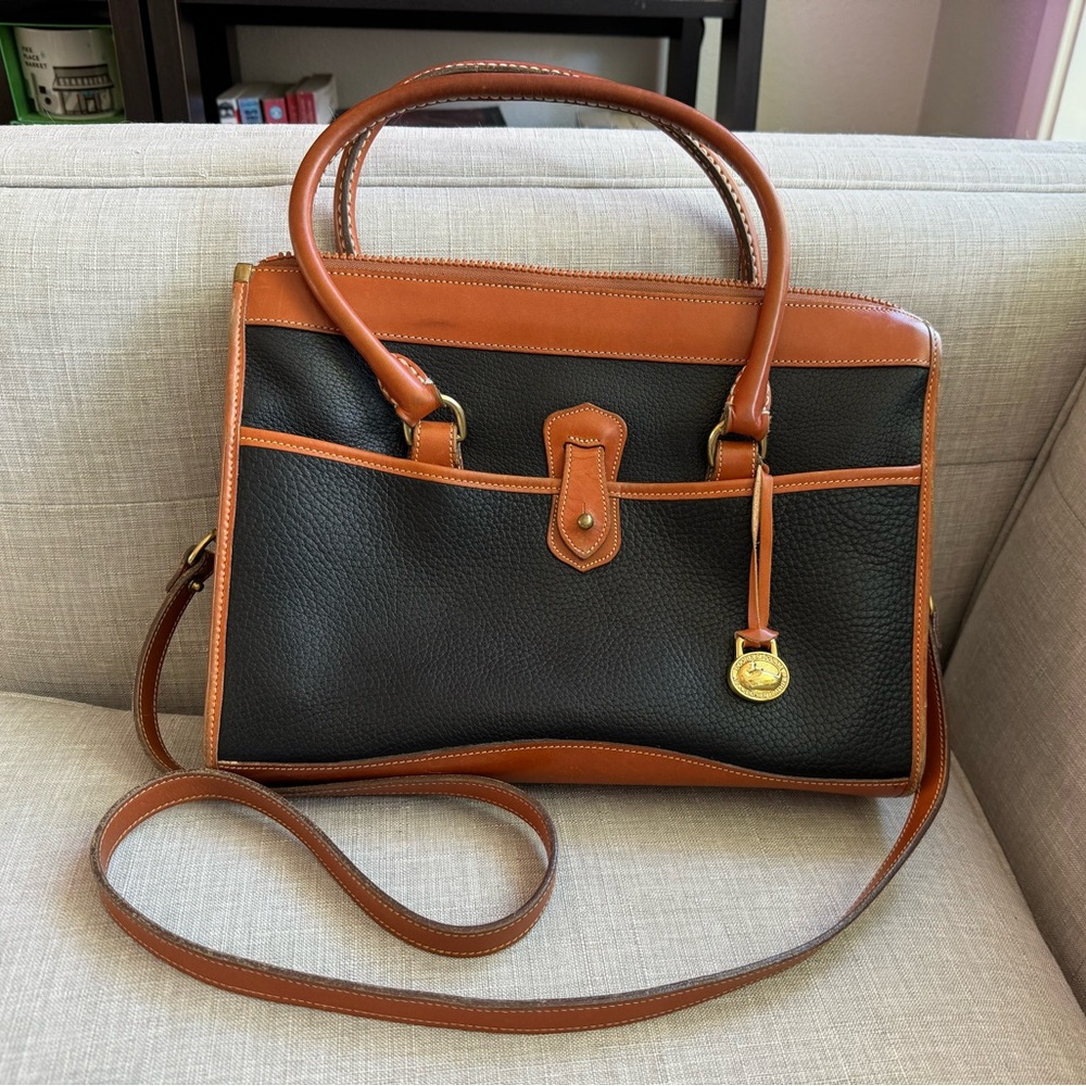 Dooney & Bourke leather crossbody satchel - black and brown